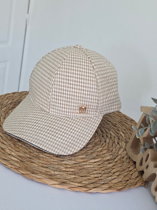 Casquette Féminine Beige Pied Poule