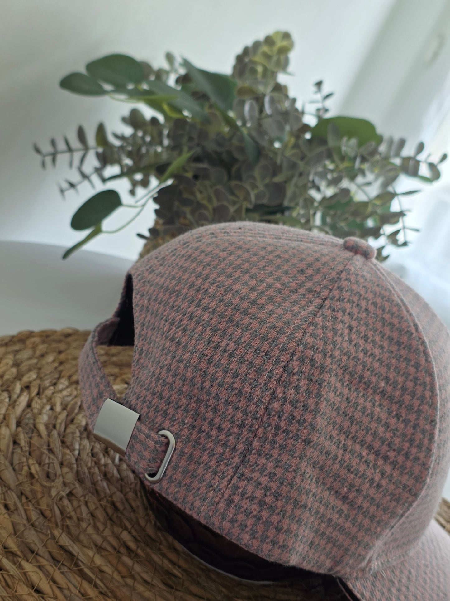 Casquette Féminine Rose Pied de Poule