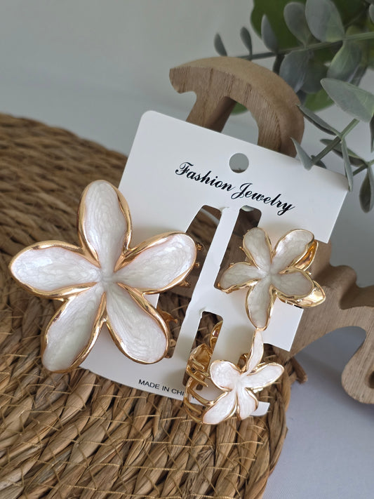 Nos Pinces à Fleur Blanc Nacré - Lot de 3