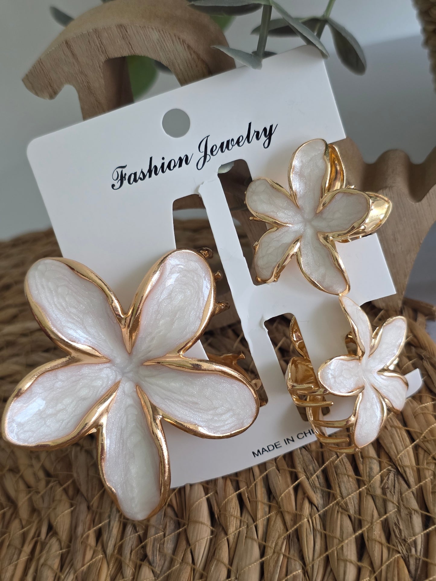 Nos Pinces à Fleur Blanc Nacré - Lot de 3