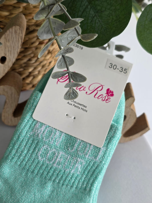 MON JOLI COEUR - Chaussette à Paillette Enfant Menthe