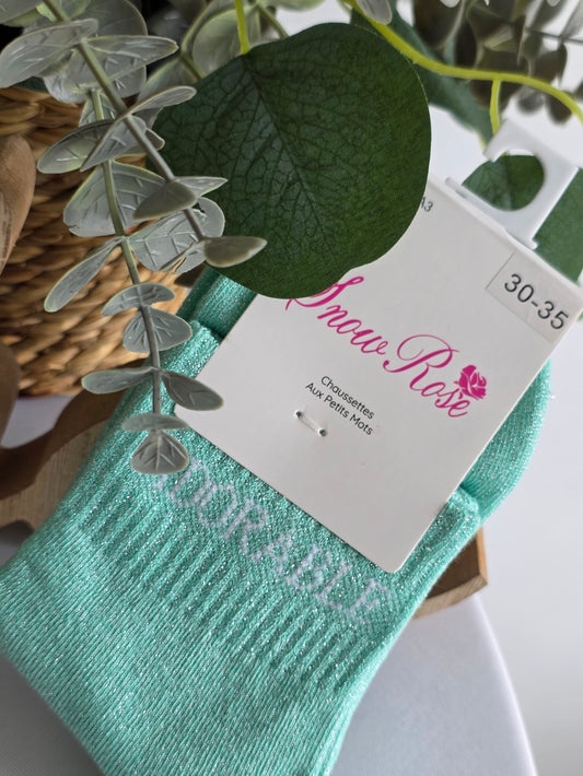 ADORABLE - Chaussette à Paillette Enfant Menthe