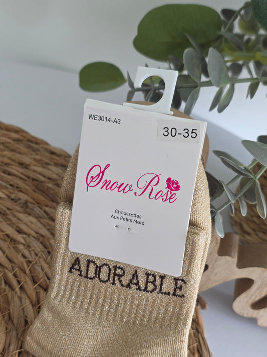 ADORABLE - Chaussette à Paillette Enfant Beige