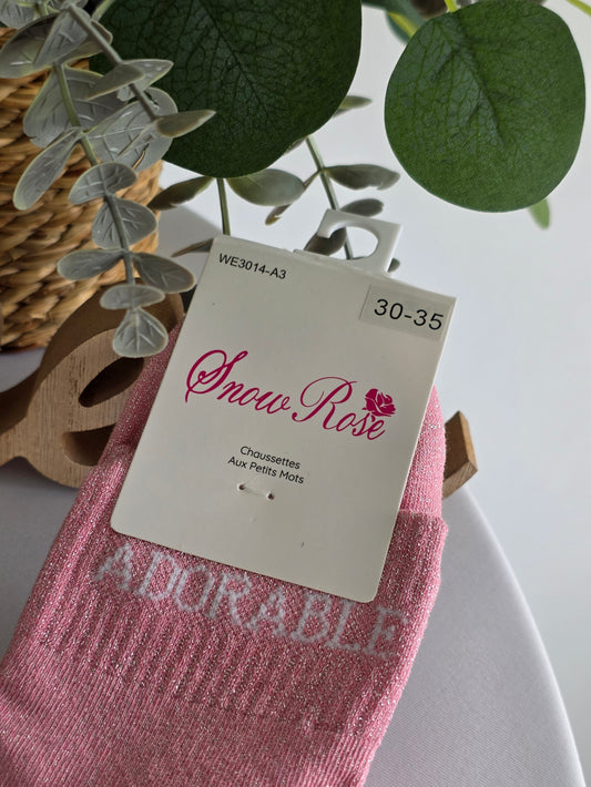ADORABLE - Chaussette à Paillette Enfant Rose