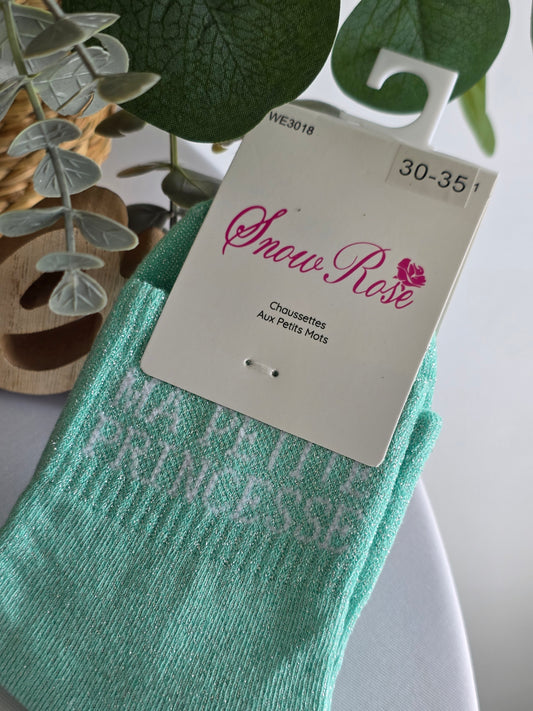 MA PETITE PRINCESSE - Chaussette à Paillette Enfant Menthe