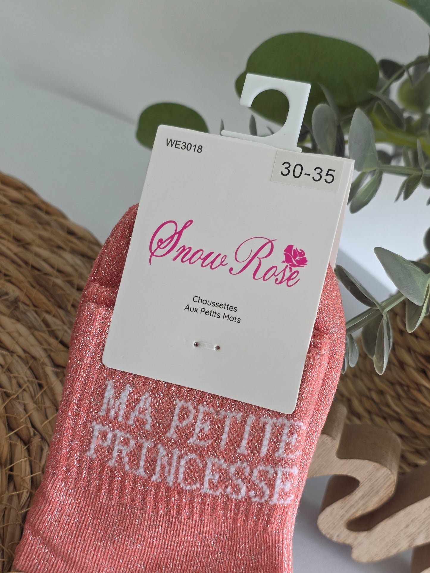 MA PETITE PRINCESSE - Chaussette à Paillette Enfant Corail