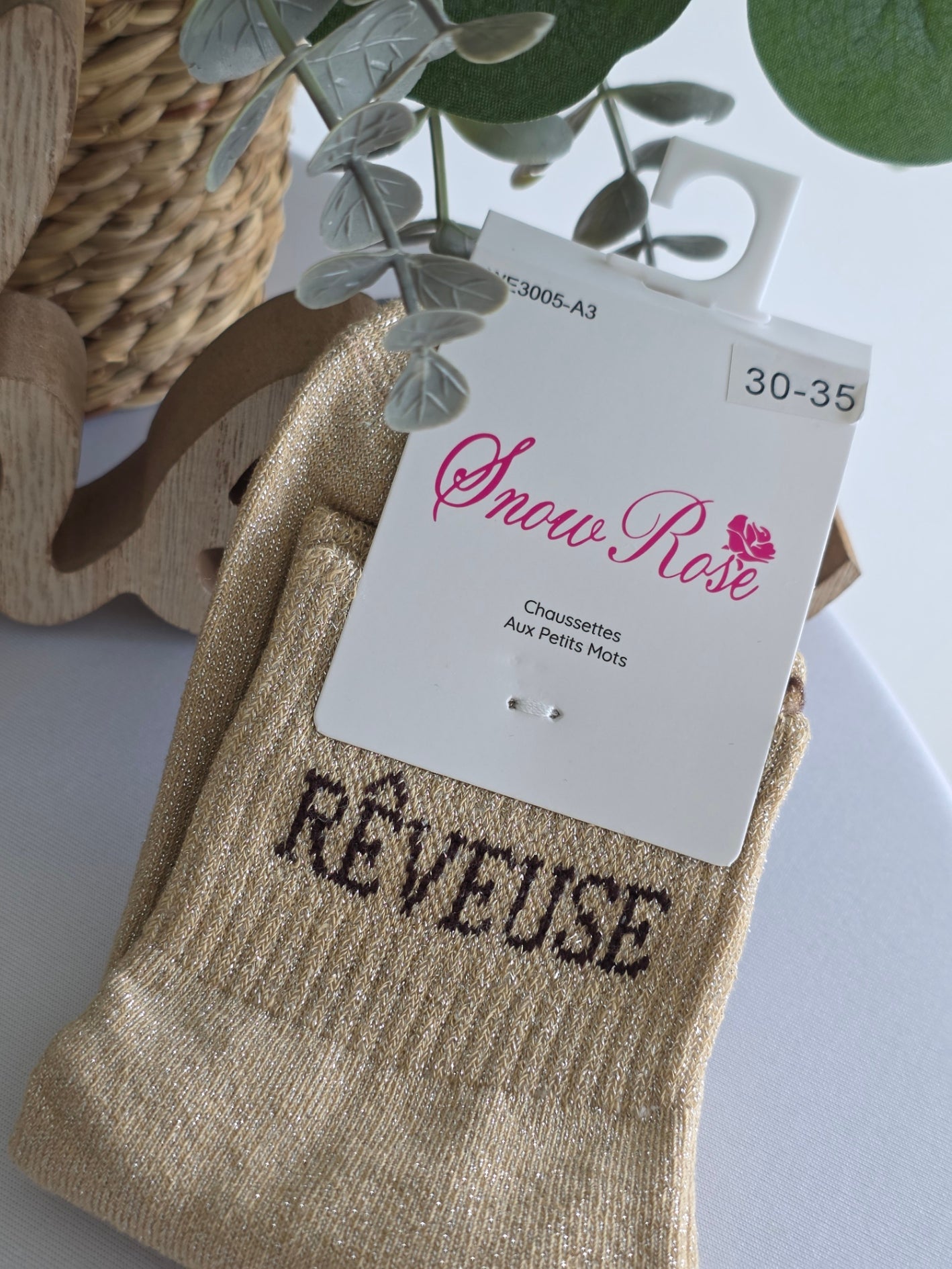 REVEUSE - Chaussette à Paillette Enfant Beige