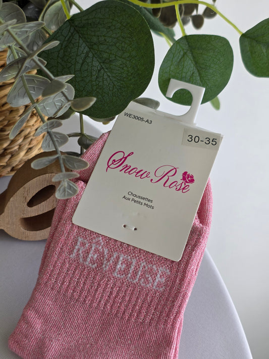 REVEUSE - Chaussette à Paillette Enfant Rose