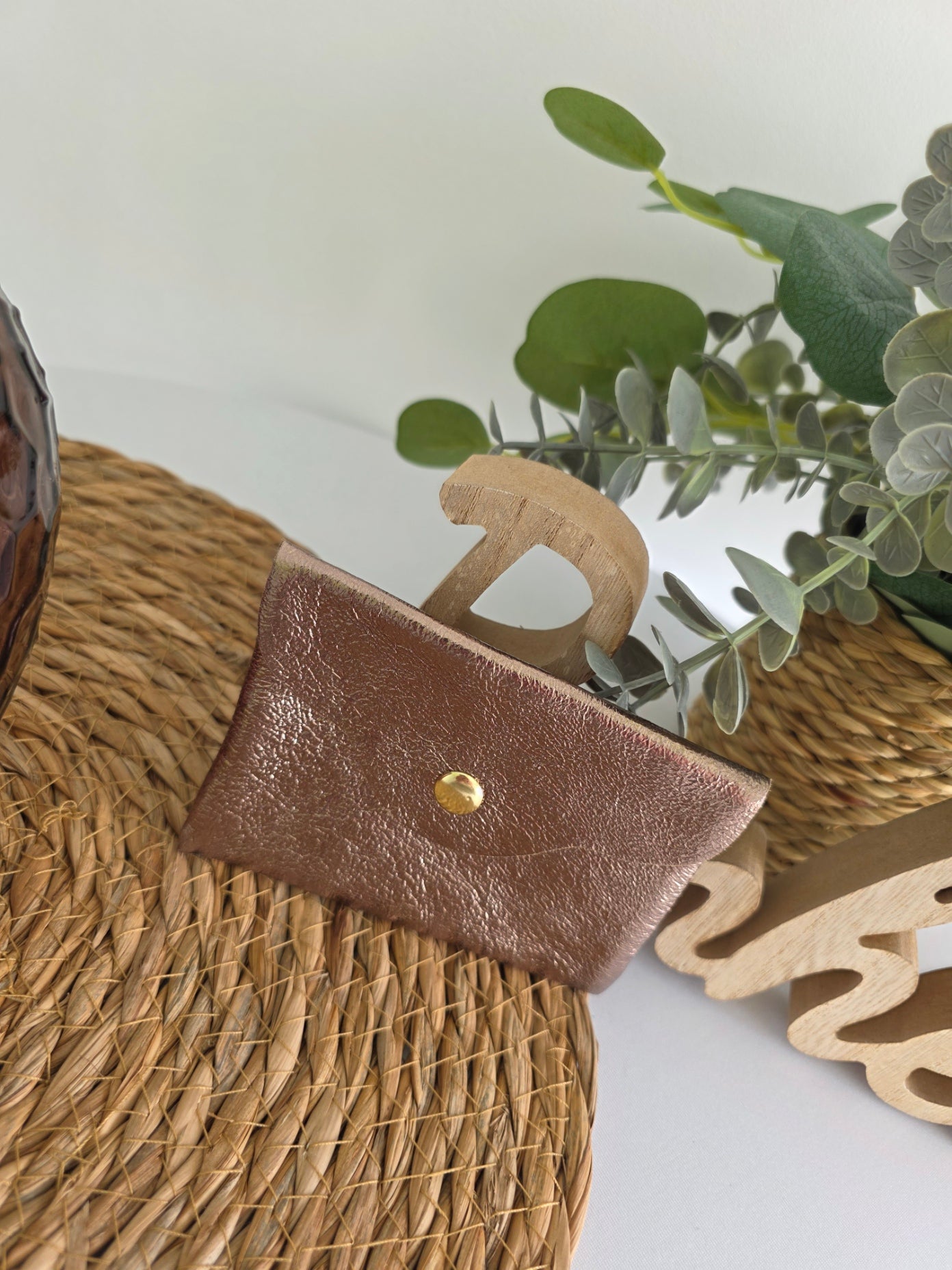 Petit Porte Carte Métallisé Bronze