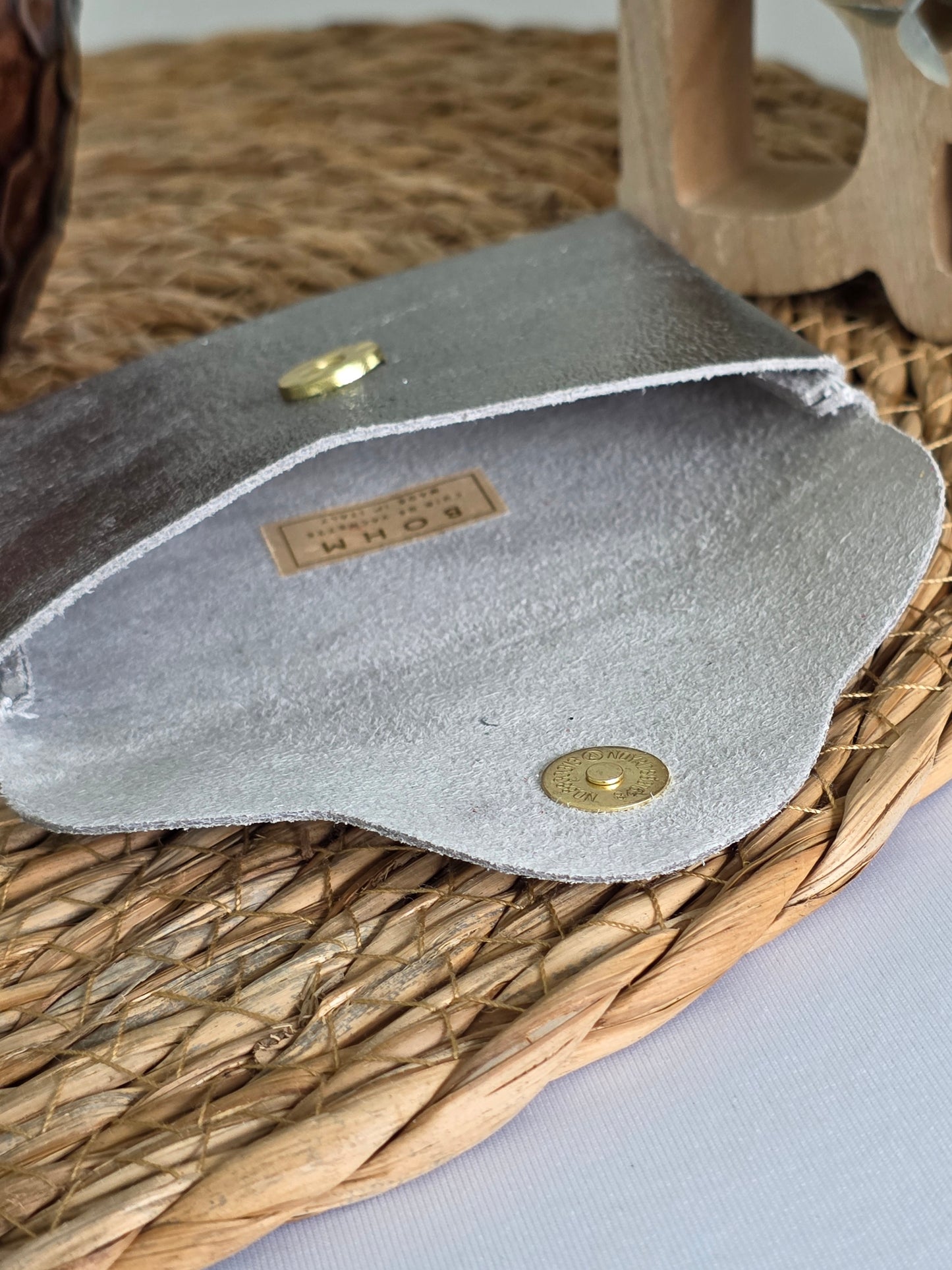Petit Porte Carte Métallisé Gris