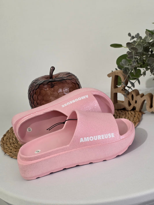 AMOUREUSE 39/40 - Claquette à Paillette Rose