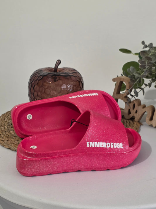 EMMERDEUSE 39/40 - Claquette à Paillette Fuchsia