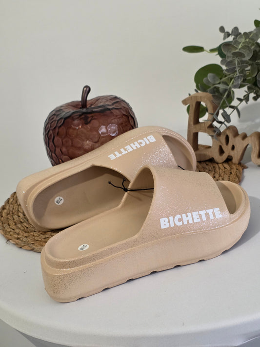 BICHETTE - Claquette à Paillette Beige