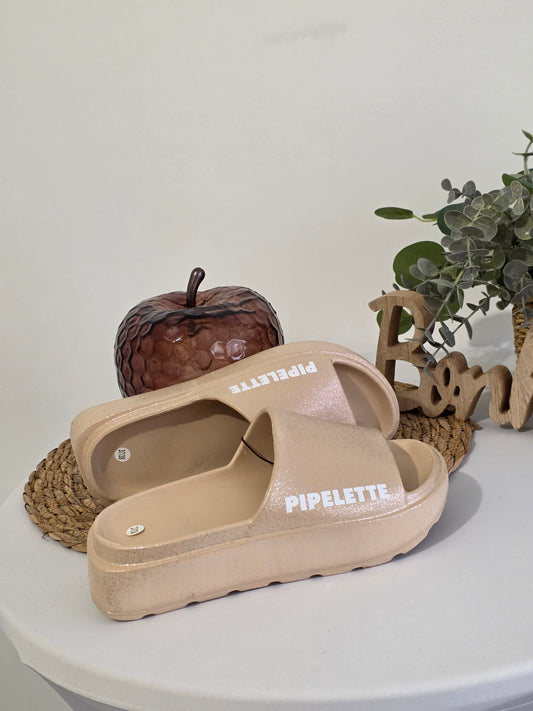 PIPELETTE - Claquette à Paillette Beige