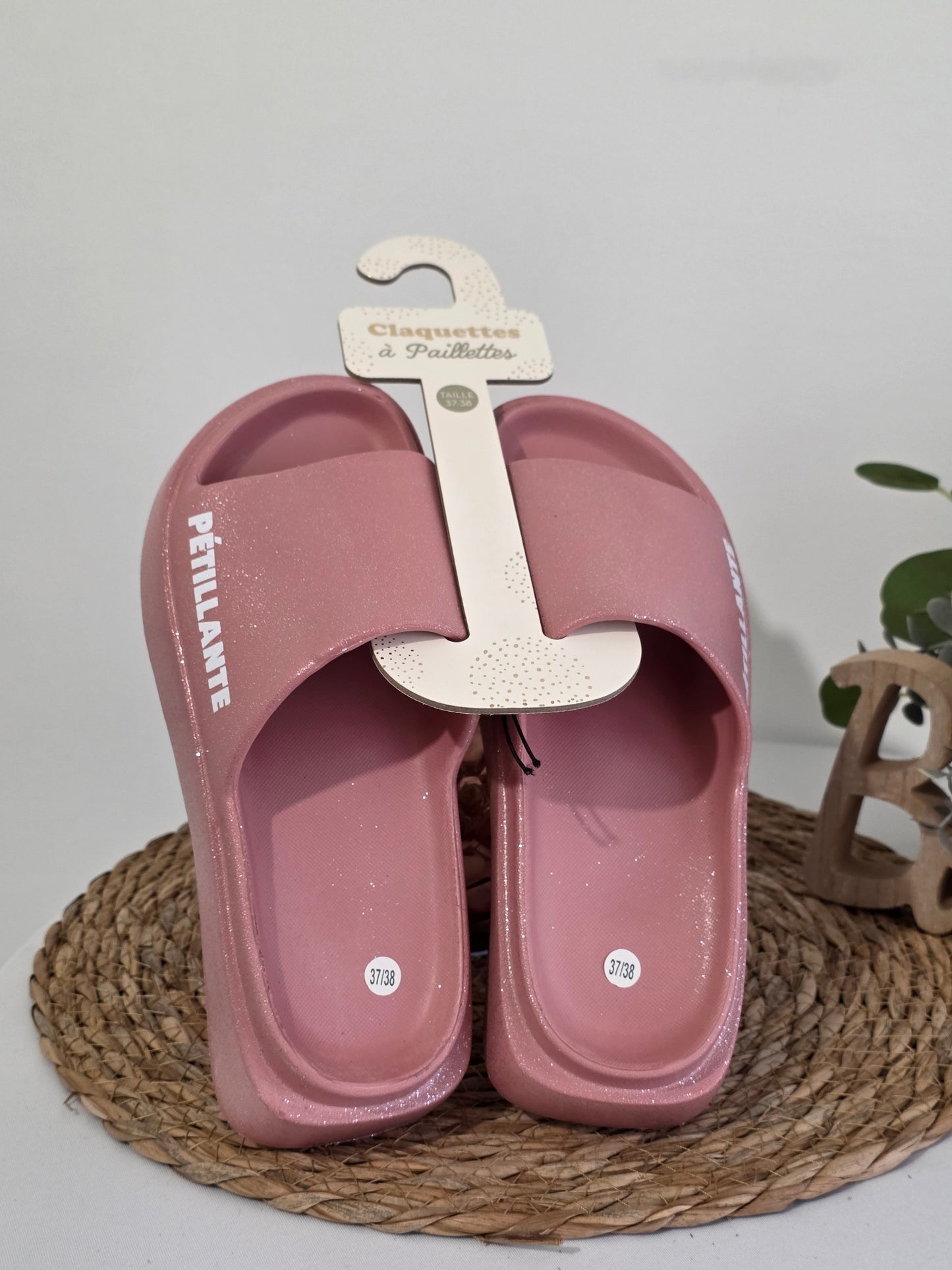 PETILLANTE - Claquette à Paillette Rose Gold
