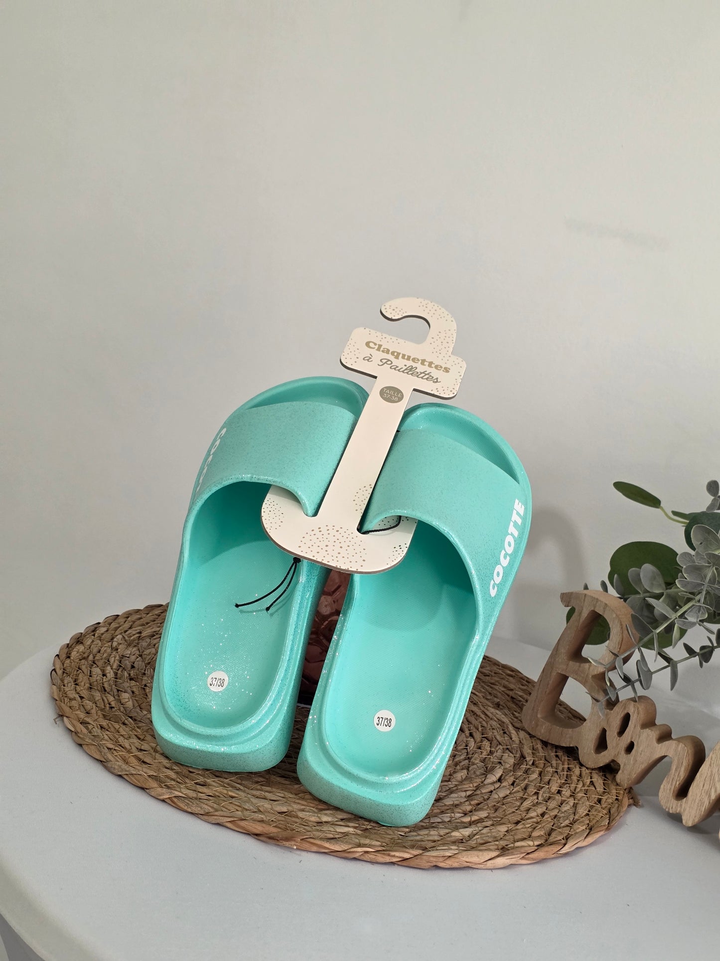 COCOTTE - Claquette à Paillette Menthe