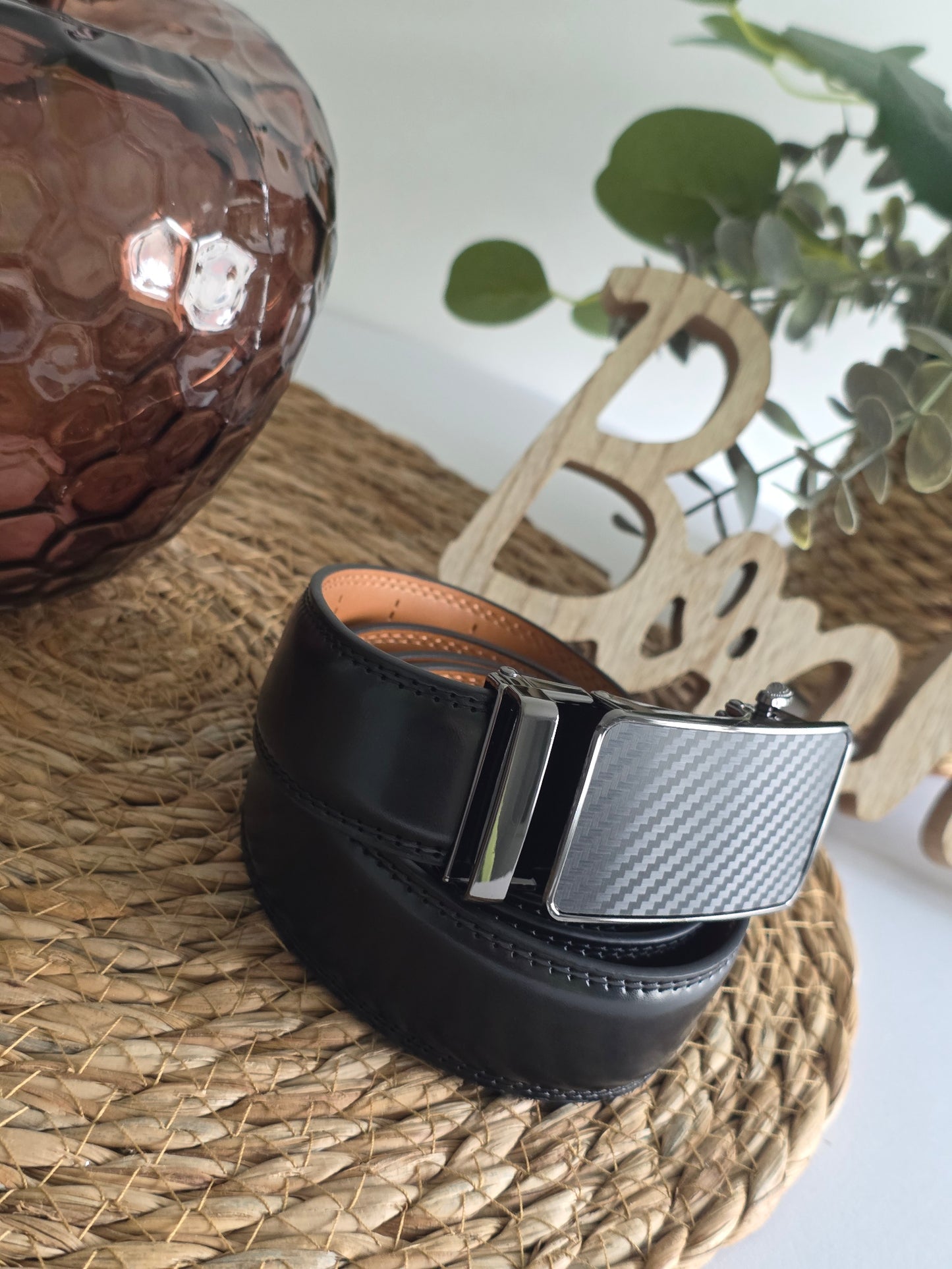 Ceinture Automatique en Cuir de Vachette Noir