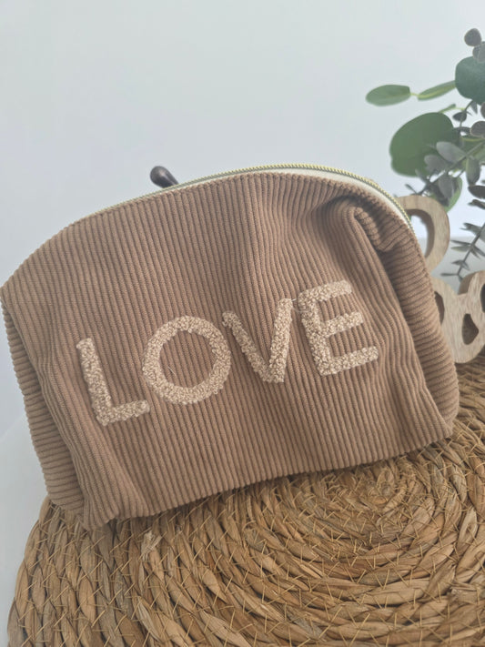 Trousse de Toilette Velours Love Cappuccino