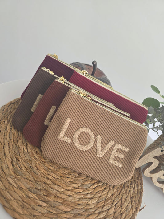 Pochette Velours Love Brun