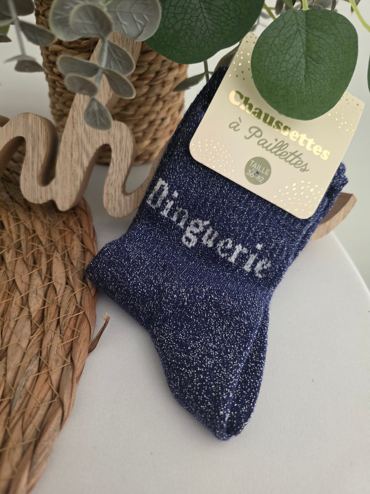 DINGUERIE - Chaussette à Paillette Bleu