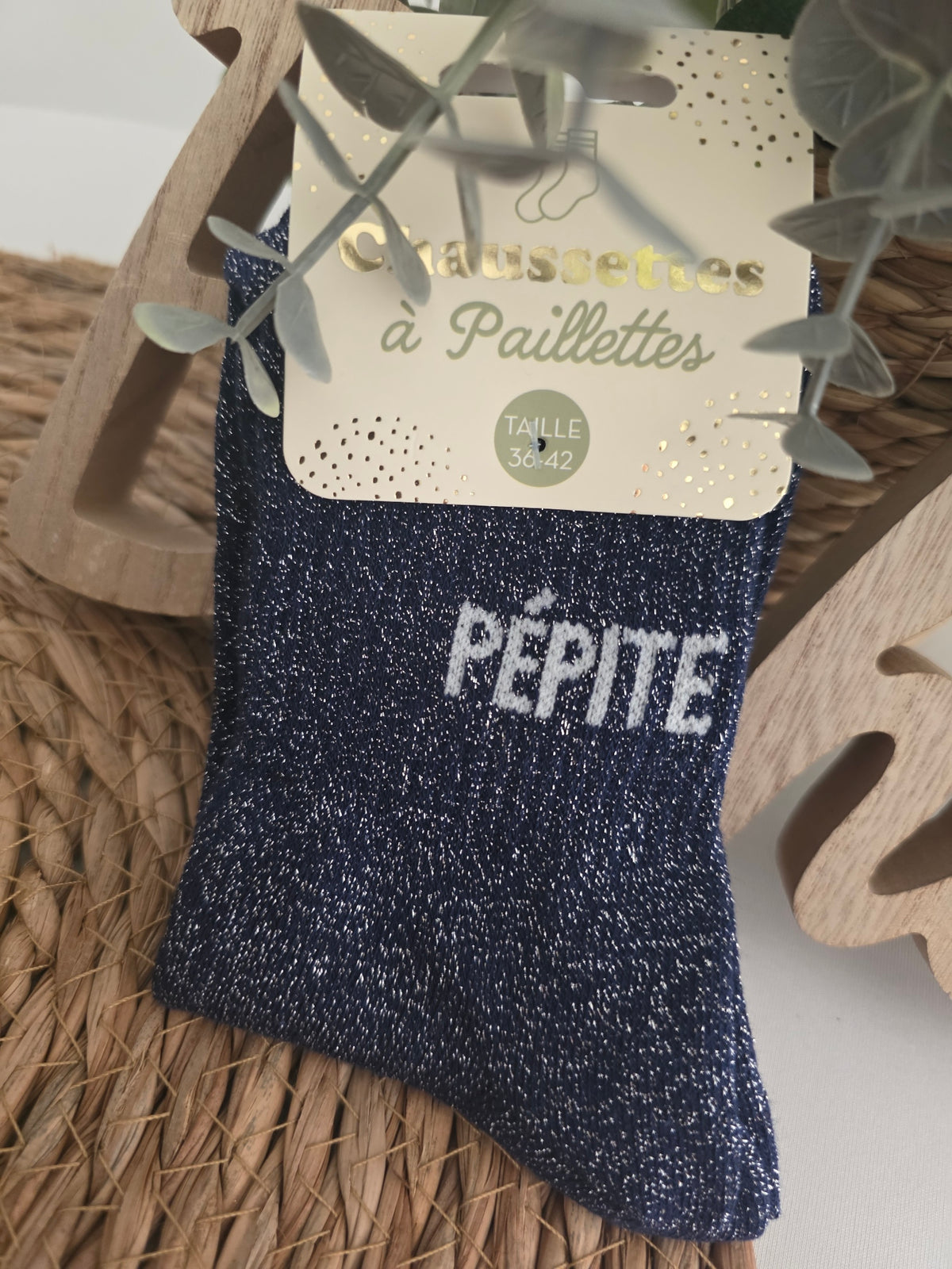 PEPITE - Chaussette à Paillette Bleu