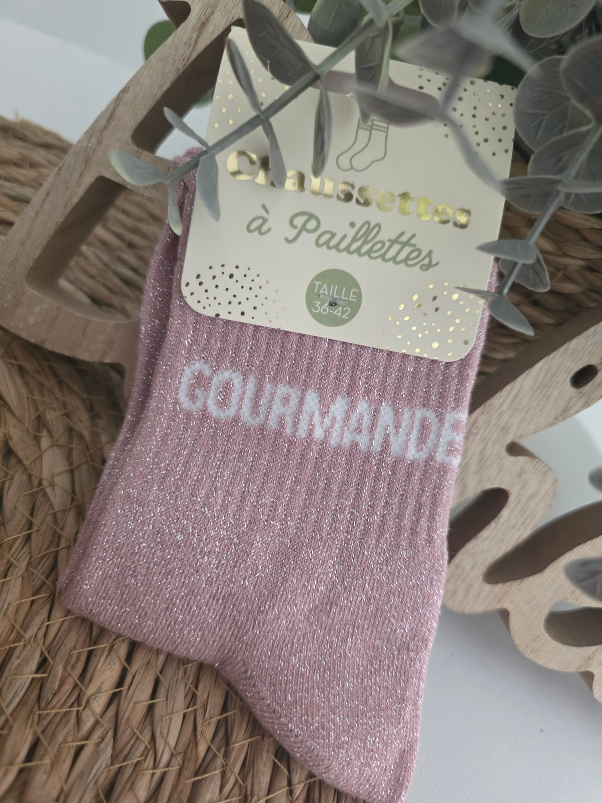 GOURMANDE - Chaussette à Paillette Rose
