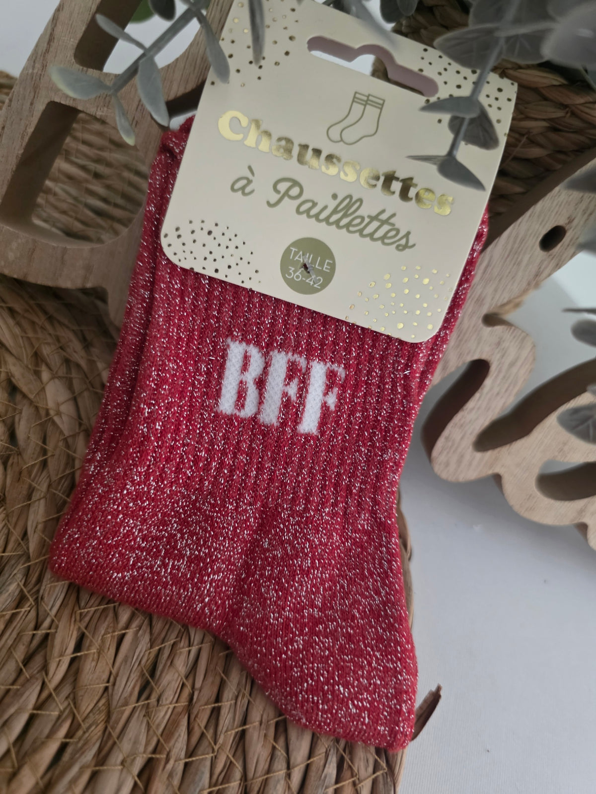 BFF - Chaussette à Paillette Rouge