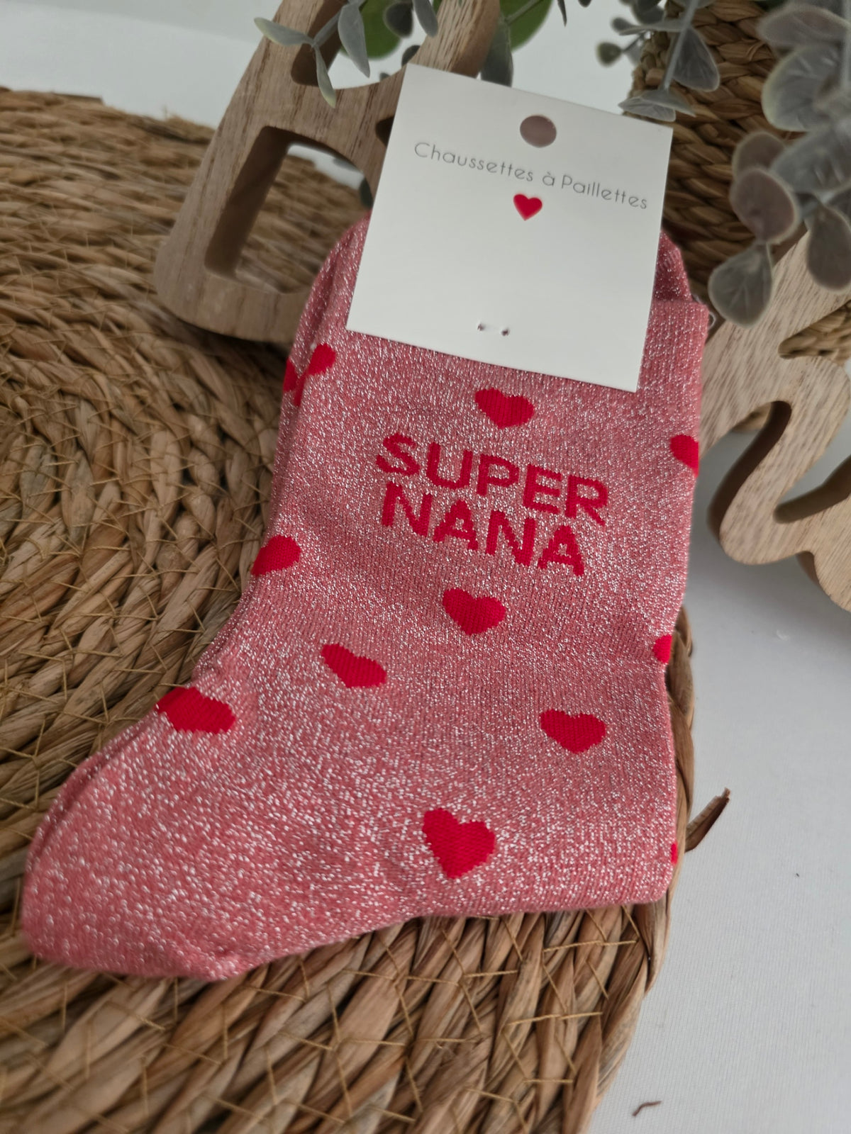 SUPER NANA - Chaussette à Paillette Rose