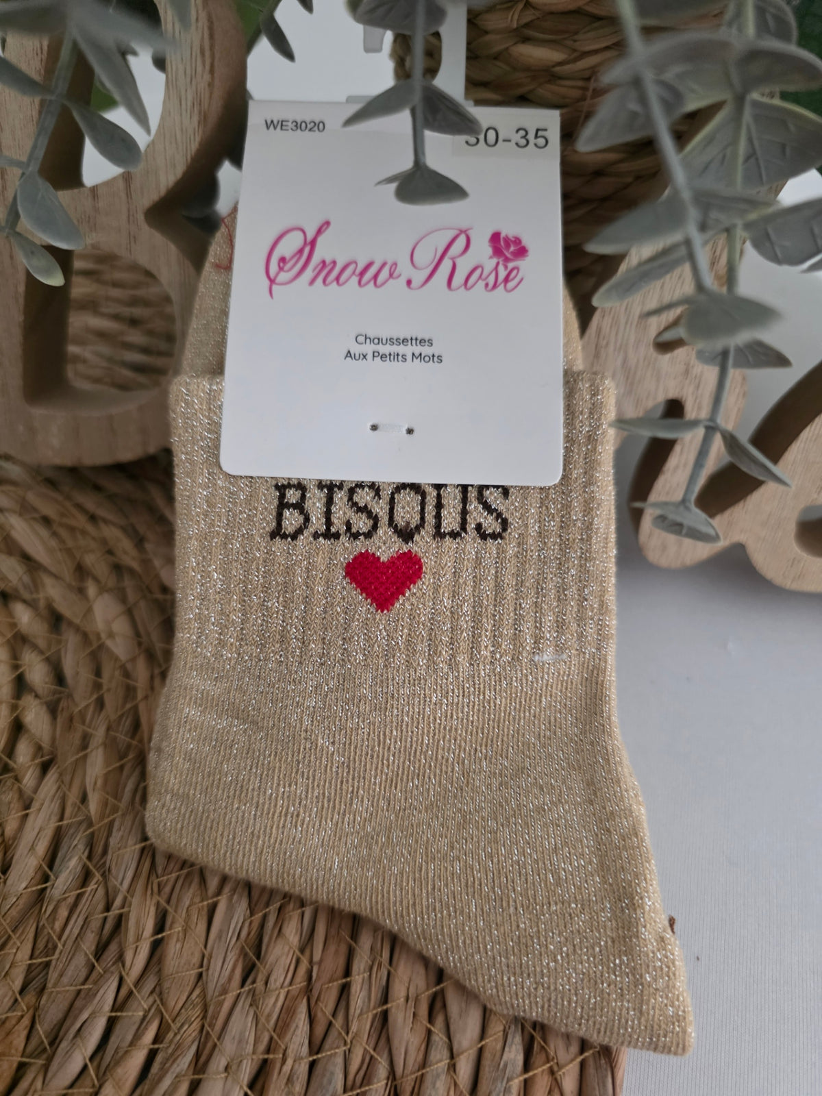 BISOUS - Chaussette à Paillette Enfant Beige