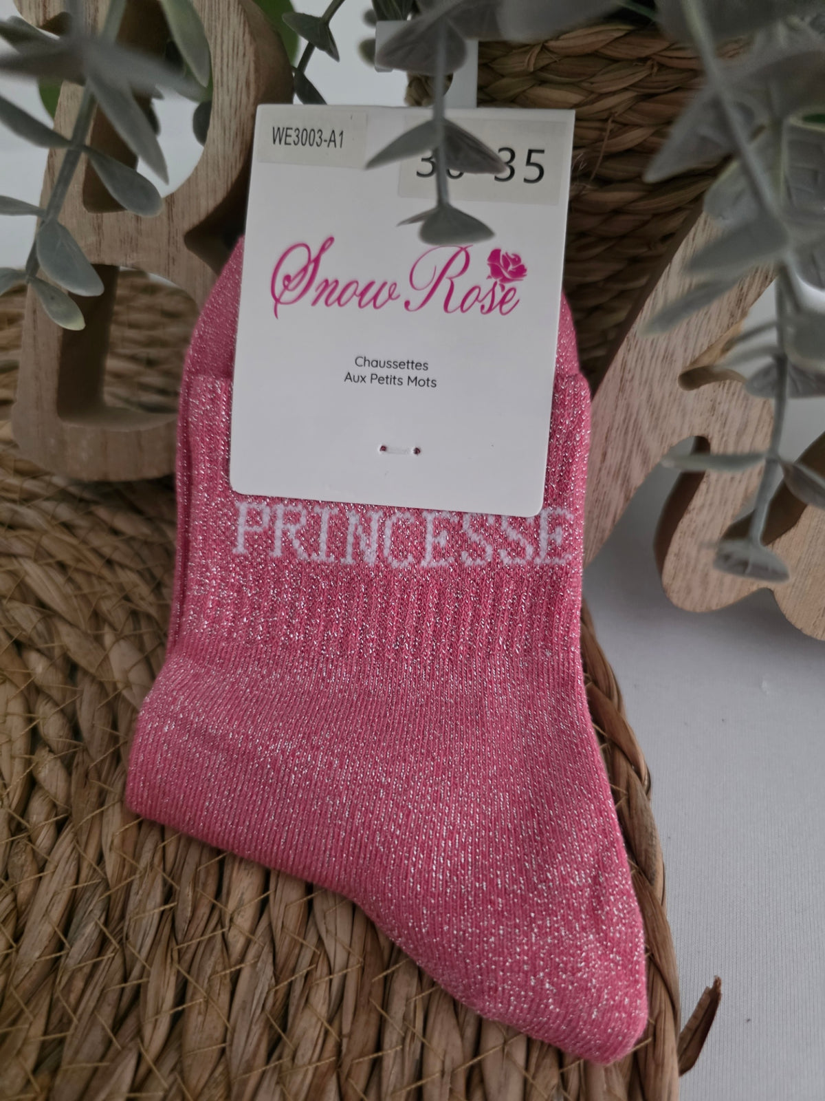 PRINCESSE - Chaussette à Paillette Enfant Rose
