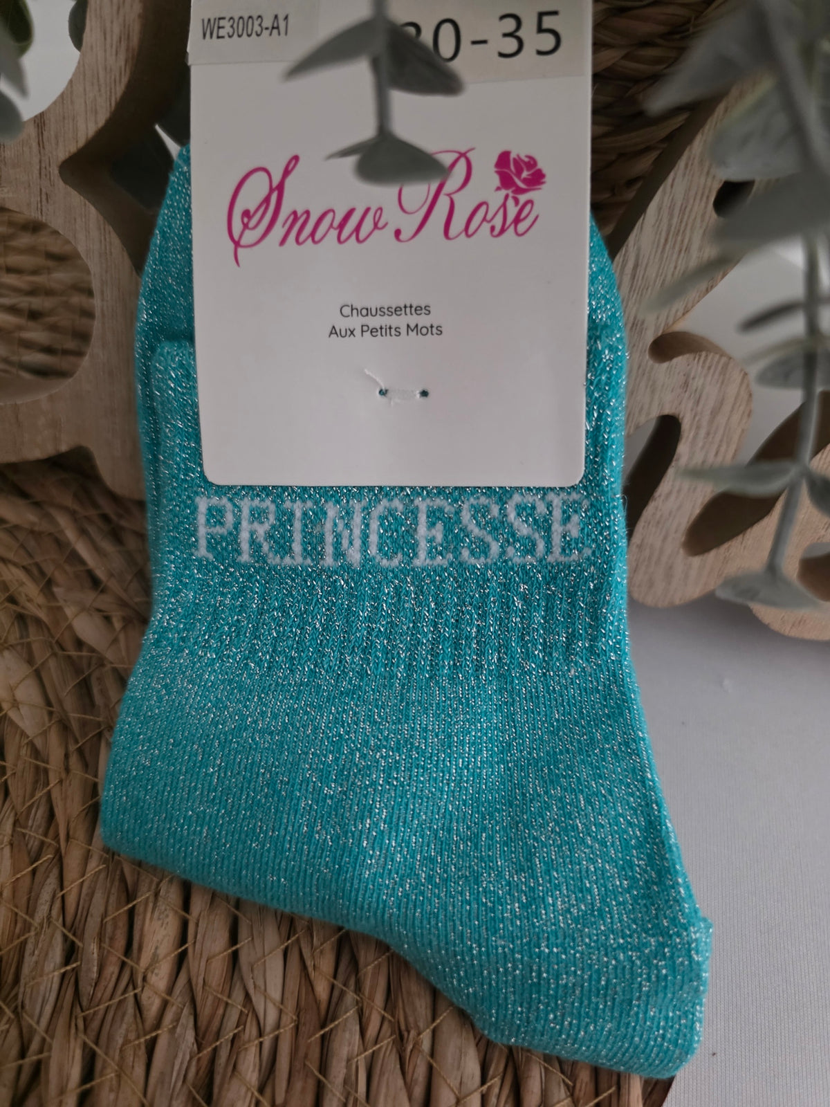 PRINCESSE - Chaussette à Paillette Enfant Turquoise