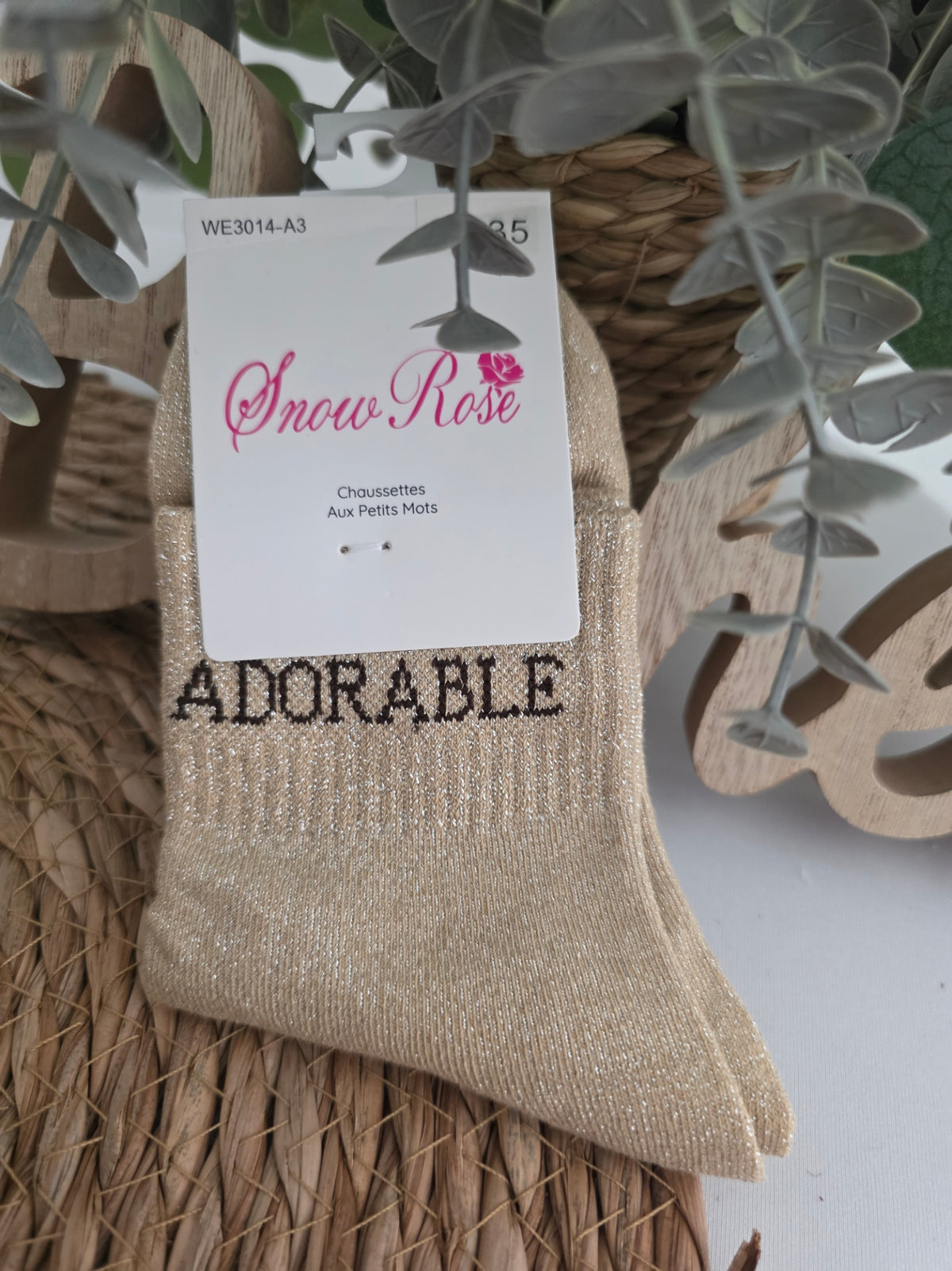 ADORABLE - Chaussette à Paillette Enfant Beige