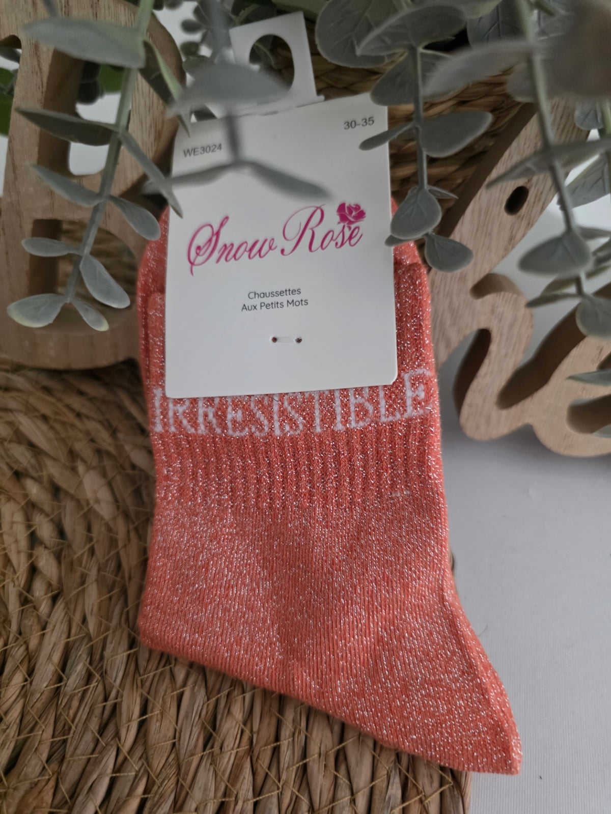IRRESISTIBLE - Chaussette à Paillette Enfant Corail