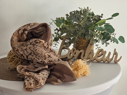 Foulard Femme Automne-Hiver Beige et Marron