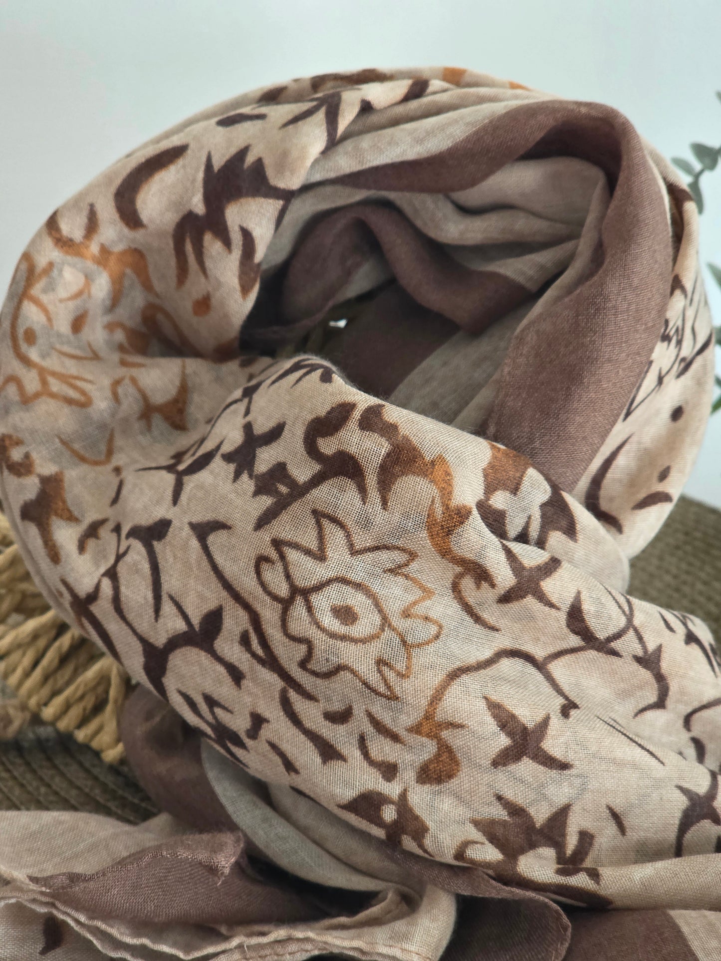 Foulard Femme Automne-Hiver Beige et Marron