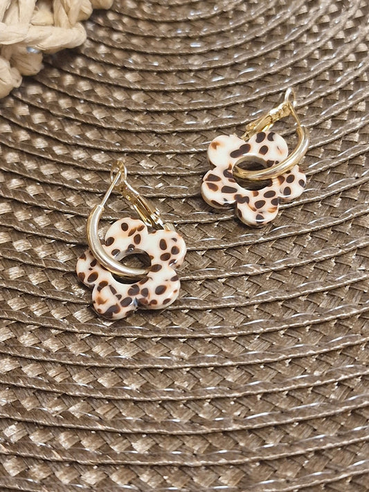 Notre Collection de Bijoux - Boucle d'Oreille Fleur Léopard