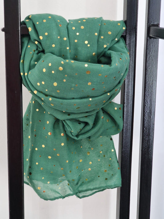 Foulard Femme Printanier Vert Point Doré
