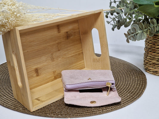 Petit Porte Monnaie Cuir Irisé Rose