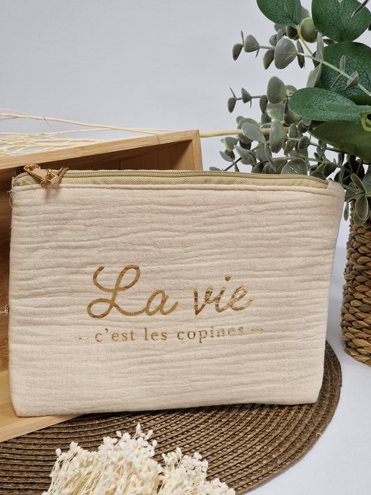 Nos Pochettes " La vie c'est les copine " Beige