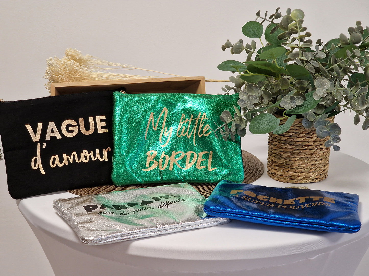 Les pochettes à Message Vert Effet Brillant