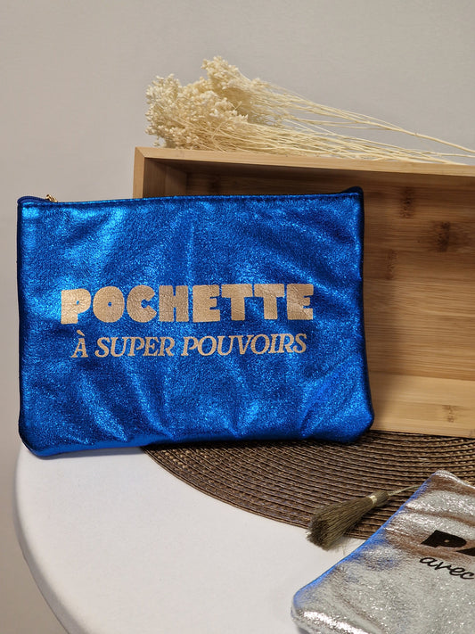 Les Pochettes à Message Bleu Effet Brillant