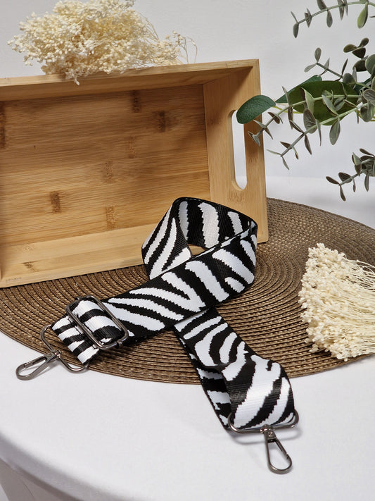 Bandoulière Noir Blanc Zébré