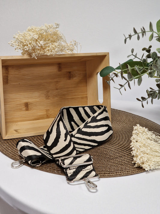Bandoulière Noir Beige Zébré