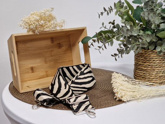 Bandoulière Noir Beige Zébré