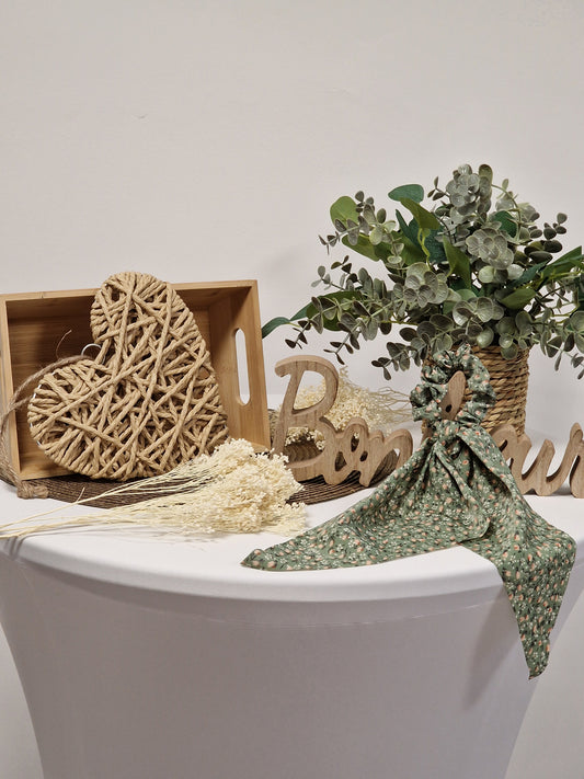 Les Accessoires à Cheveux - Chouchou Foulard Floral vert
