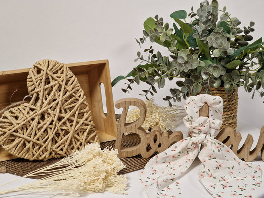 Les Accessoires à Cheveux - Chouchou Foulard Floral Blanc Rose