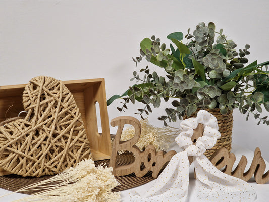 Les Accessoires à Cheveux - Chouchou Foulard Floral Blanc doré