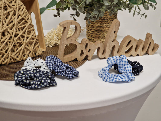 Les Accessoires à Cheveux - Lots de 5 Chouchous Bleu et Blanc