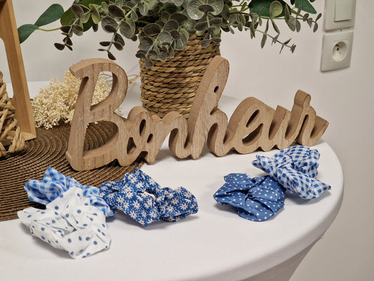 Les Accessoires à Cheveux - Lots de 5 Chouchous Bleu Azur et Blanc