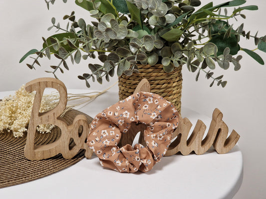 Les Accessoires à Cheveux - Chouchou Bohème Marron Fleur Blanche